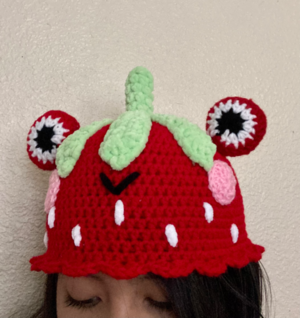 Frog hat crochet strawberry | PATTERN