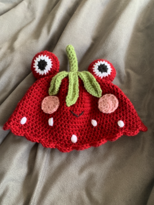 Frog hat crochet strawberry | PATTERN