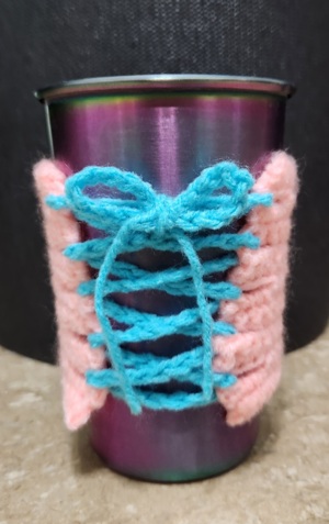 Criss-Cross Corset Crochet Cup Cozy Pattern