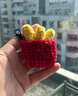 Smiley Cheeseburger Plush Keychain