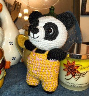 Panda in removable dungarees