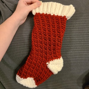 Crochet Christmas Waffle Stitch Stocking