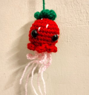 Strawberry Jellyfish Keychain