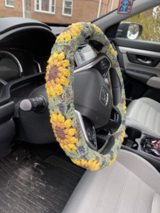 Evil Eye Blue Steering Wheel Cover For Women, Crochet Wheel Cover