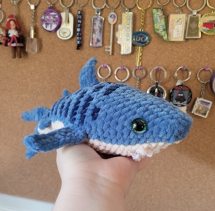 Tiger Shark With Mouth, Crochet Medium Shark Plush