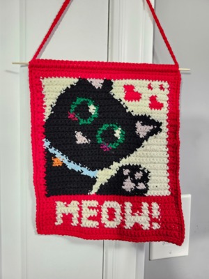 Cute Kitty Cat Meow Crochet Tapestry!