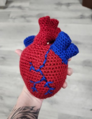 Crochet anatomical heart amigurumi pattern