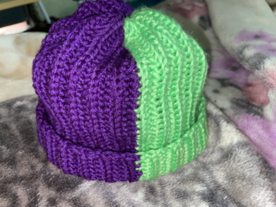 Crochet double ribbed beanie