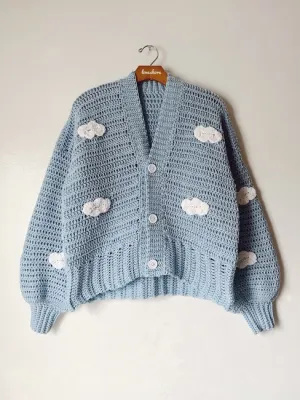 Cloud Appliqué Crochet Cardigan Pattern