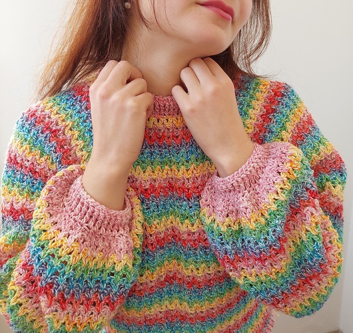 Rainbow prism sweater Crochet pattern Ribblr