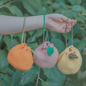 Simple Crochet Fruit Drawstring Pouch