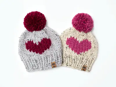Warm Heart Winter Pompom Hat