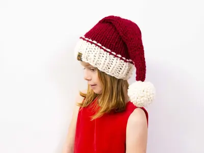 Santa Christmas Stocking Cap Pompom Hat