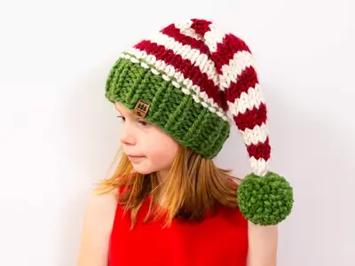 Elf Christmas Stocking Cap Pompom Hat