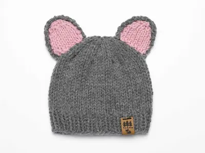 Mouse Ears Worsted Weight Hat Beanie Baby Kids Women Men