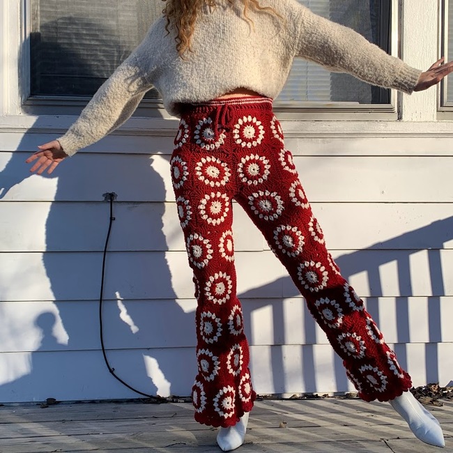 Flower Crochet Flare Pants