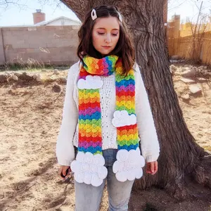 Rainbow and Clouds Scarf