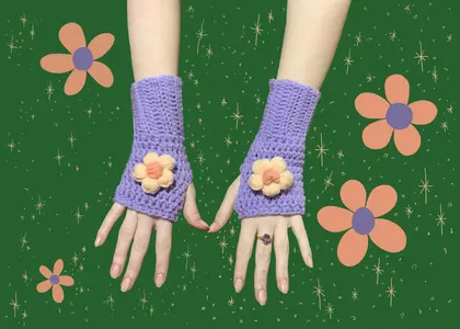 Flower Power Fingerless Gloves