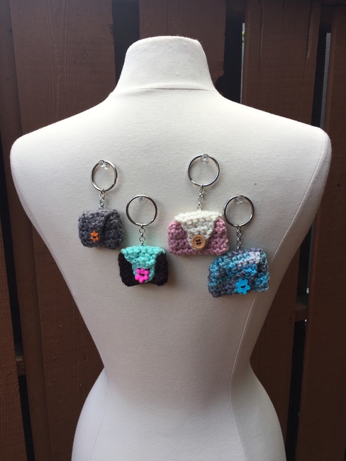 Crochet Flower Coin Pouch / Bag Charm / Keychain / Card Holder - Etsy