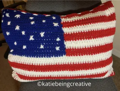 American Flag Throw Pillowcase Crochet Pattern (Fourth of July, Memorial Day, Independence Day, USA Pillow, flag pillow, patriotic pillow)