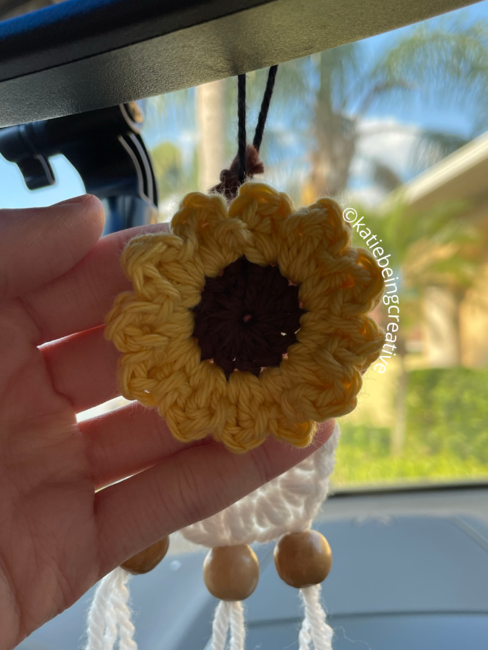 Flower Car Charm Rear View Mirror Charm Sunflower Car Charm