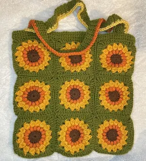 Sunflower Granny Square Tote Bag