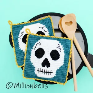 Potholders Creepy Skull Kitchen Decor