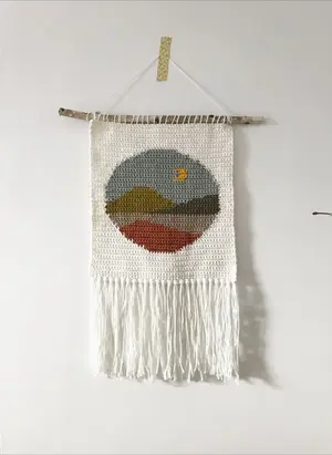 Moon Hills crochet wall-hanging