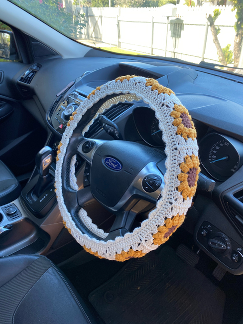 Deep Yellow Steering Wheel Cover Crochet Steering Wheel Cover 