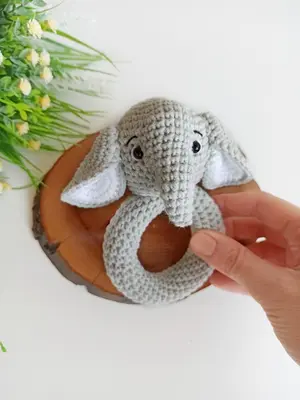 Elephant baby rattle