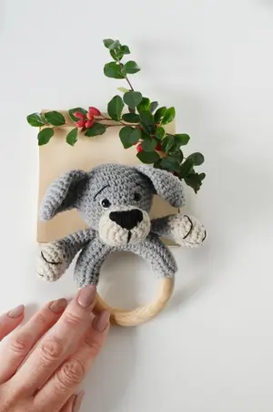 Crochet dog rattle amigurumi pattern