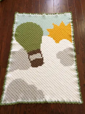 Up and Away Hot Air Balloon C2C Baby Blanket