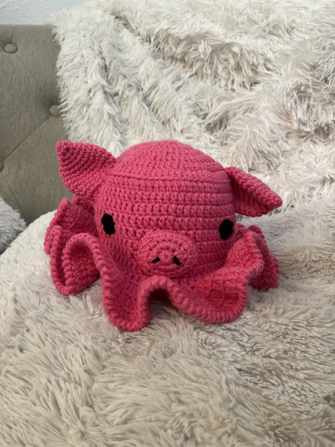 Pig Ruffle Bucket Hat Crochet