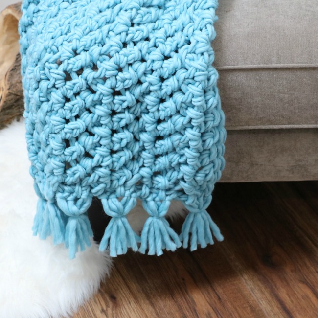 Herringbone Chunky Throw Crochet Pattern - Tutorial - A More