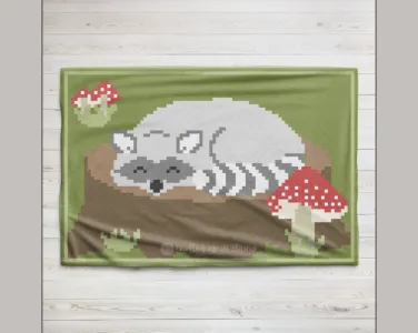 Sleepy Raccoon C2C Blanket