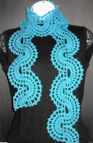 Exquisite Aqua Wheelie Lace Scarf