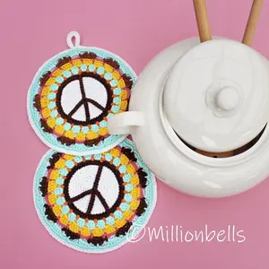 Peace Sign Potholders Kitchen Decor