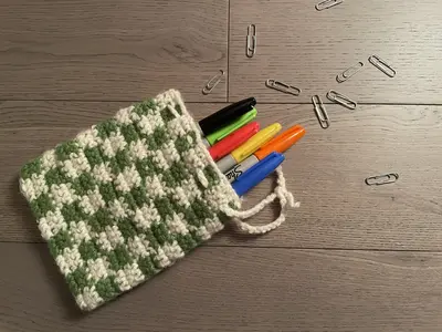 Checkerboard Crochet Pouch