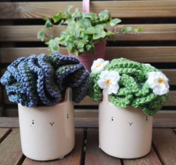 Crochet Succulents Potted Plants Crochet Flower Decoration Knitted