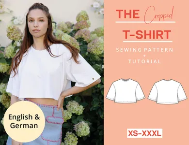 The Cropped T-shirt Sewing Pattern, XS-XXXL, easy with video tutorial