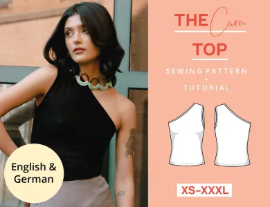 The jersey top sewing pattern for your cool, asymmetrical top, women, XS-XXXL, easy with video tutorial