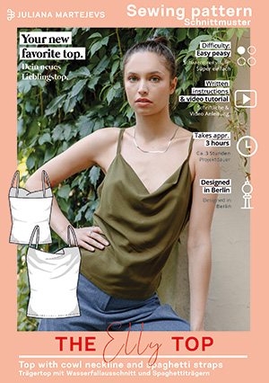 The sewing pattern for your new top with waterfall neckline, women, XS-XXXL, easy with video tutorial