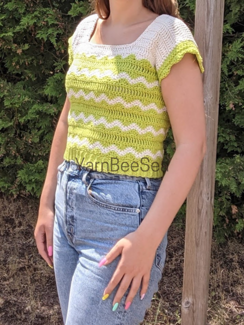 Wavey Crop Top Knitting Pattern -  Canada