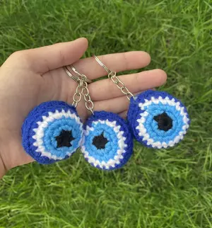 Flower Print Keychain Evil Eye Keychain Charm Keychain Home 