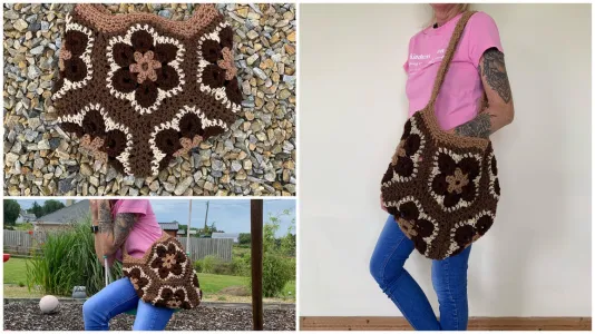 African Floral Hexagon Tote Bag