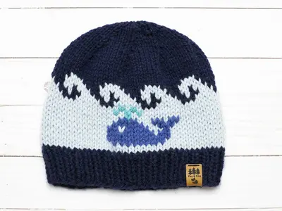 Whale + Wave Beanie Hat