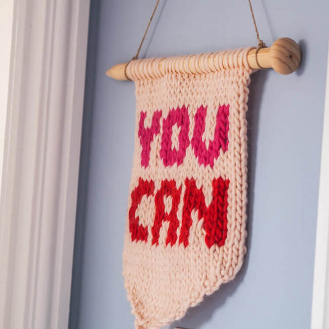 You Can Knitted Wall Hanging Knitting pattern Ribblr