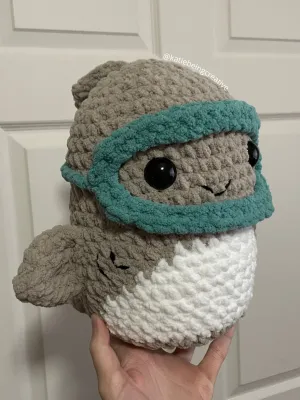 Shark Plushie with Goggles Crochet Pattern (Inspired by Gordon the Shark Squishmallow)