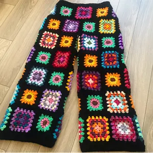 Patchwork crochet trousers