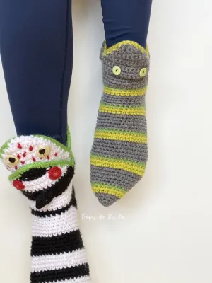 Newt Sandworm Slipper Socks Crochet Pattern